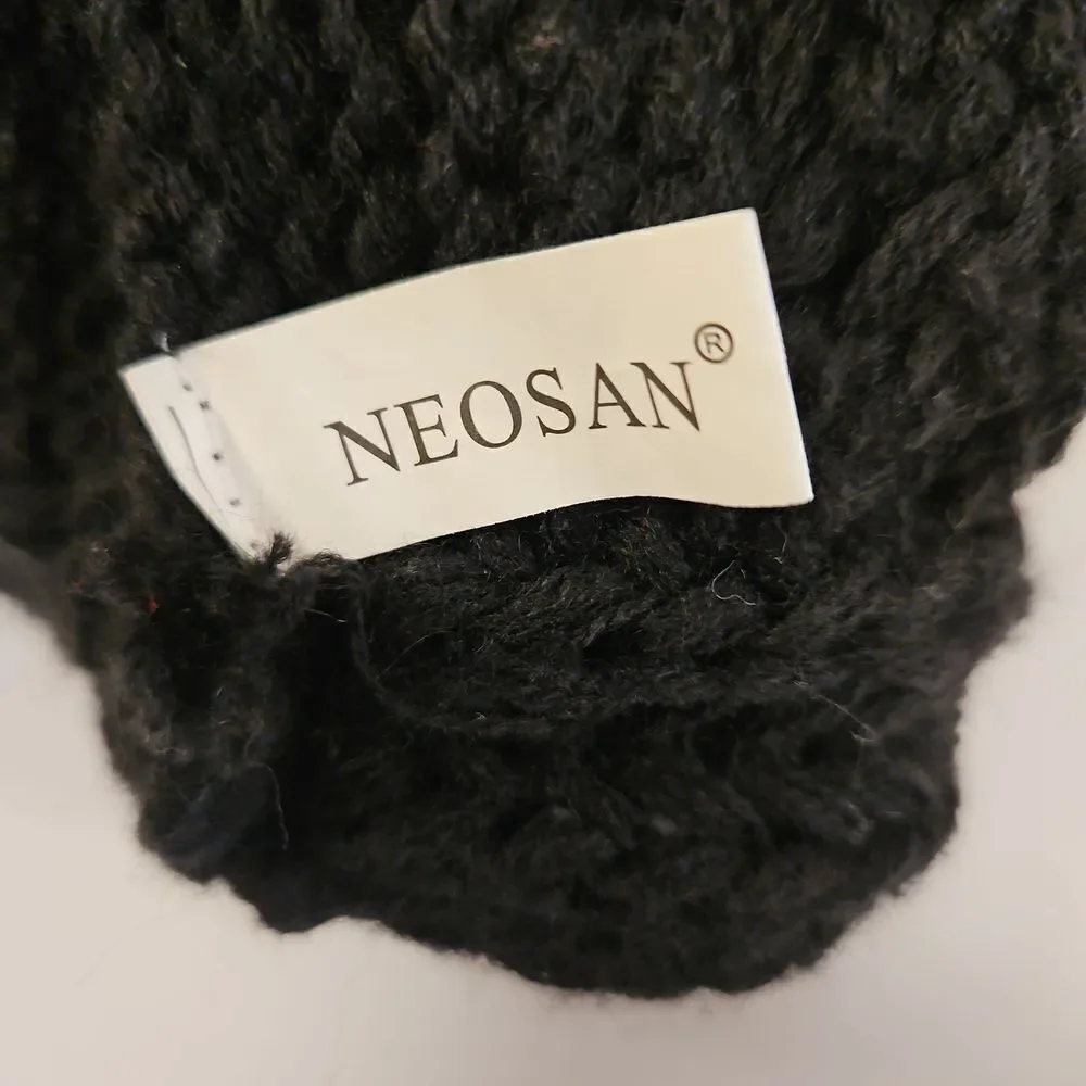 Large Cable Knit Black Infinity Scarf